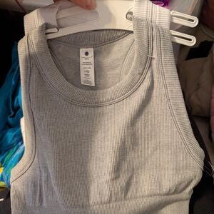 Gray Ribbed Tank Top